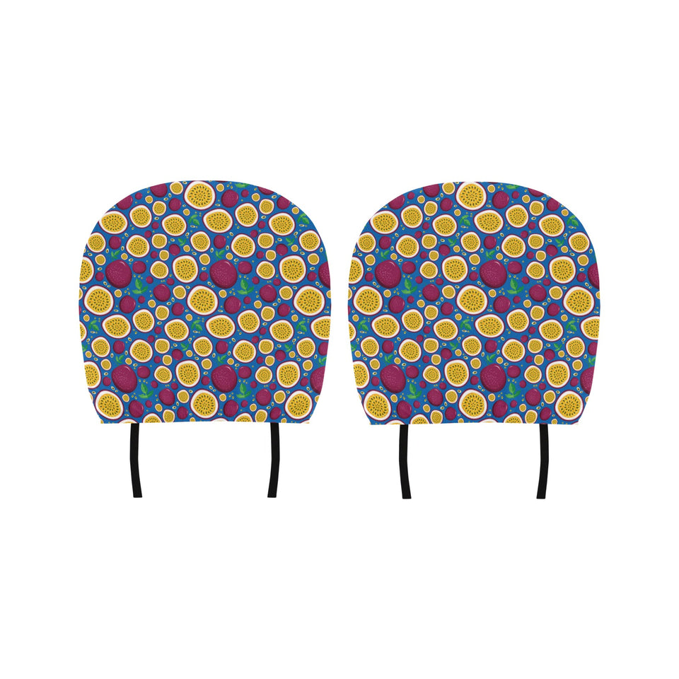 Passion fruit blue background Car Headrest Cover