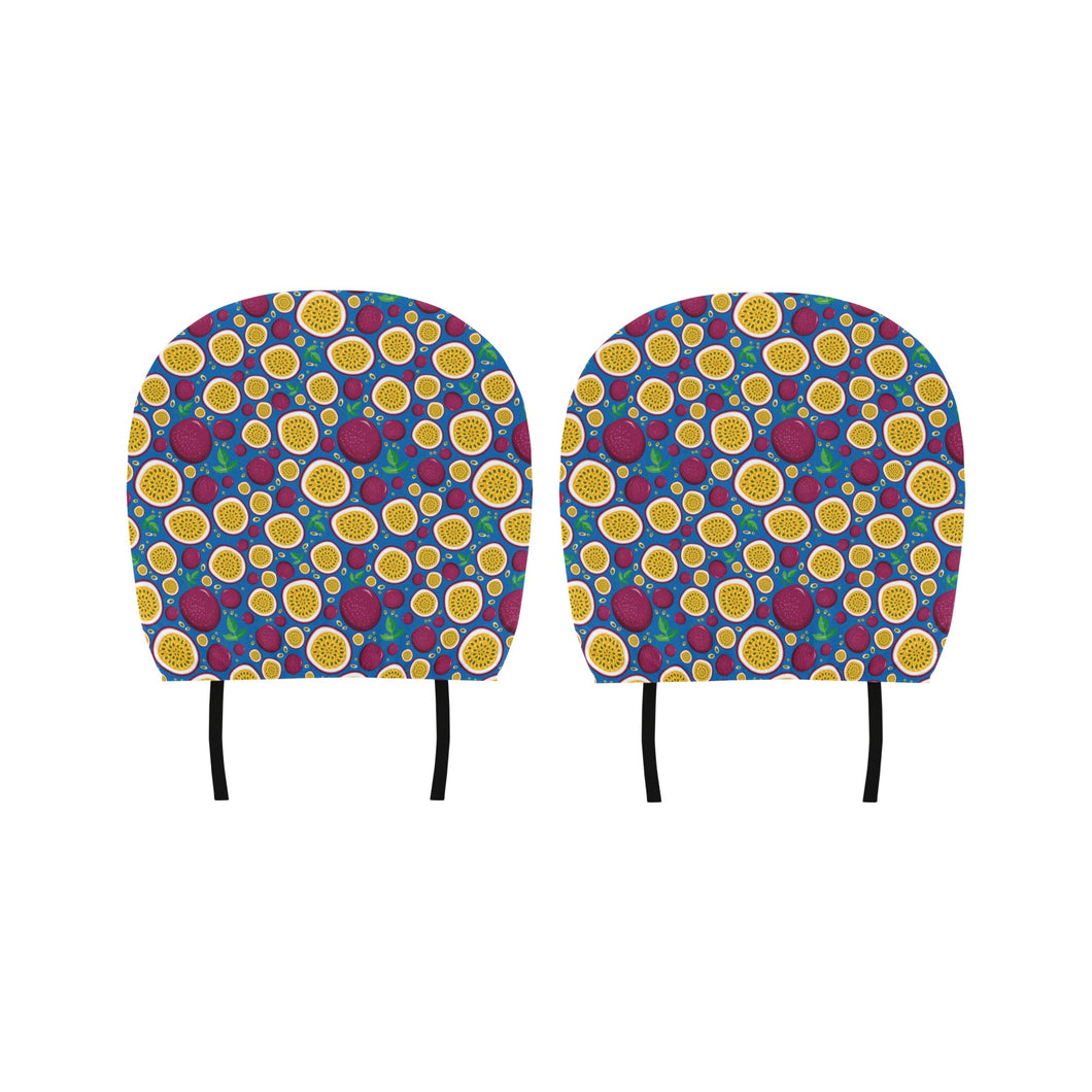 Passion fruit blue background Car Headrest Cover