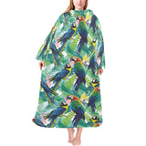 Colorful parrot exotic flower leaves Blanket Robe with Sleeves