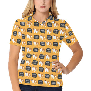 English Bulldog Pattern Print Design 04 Women's All Over Print Polo Shirt