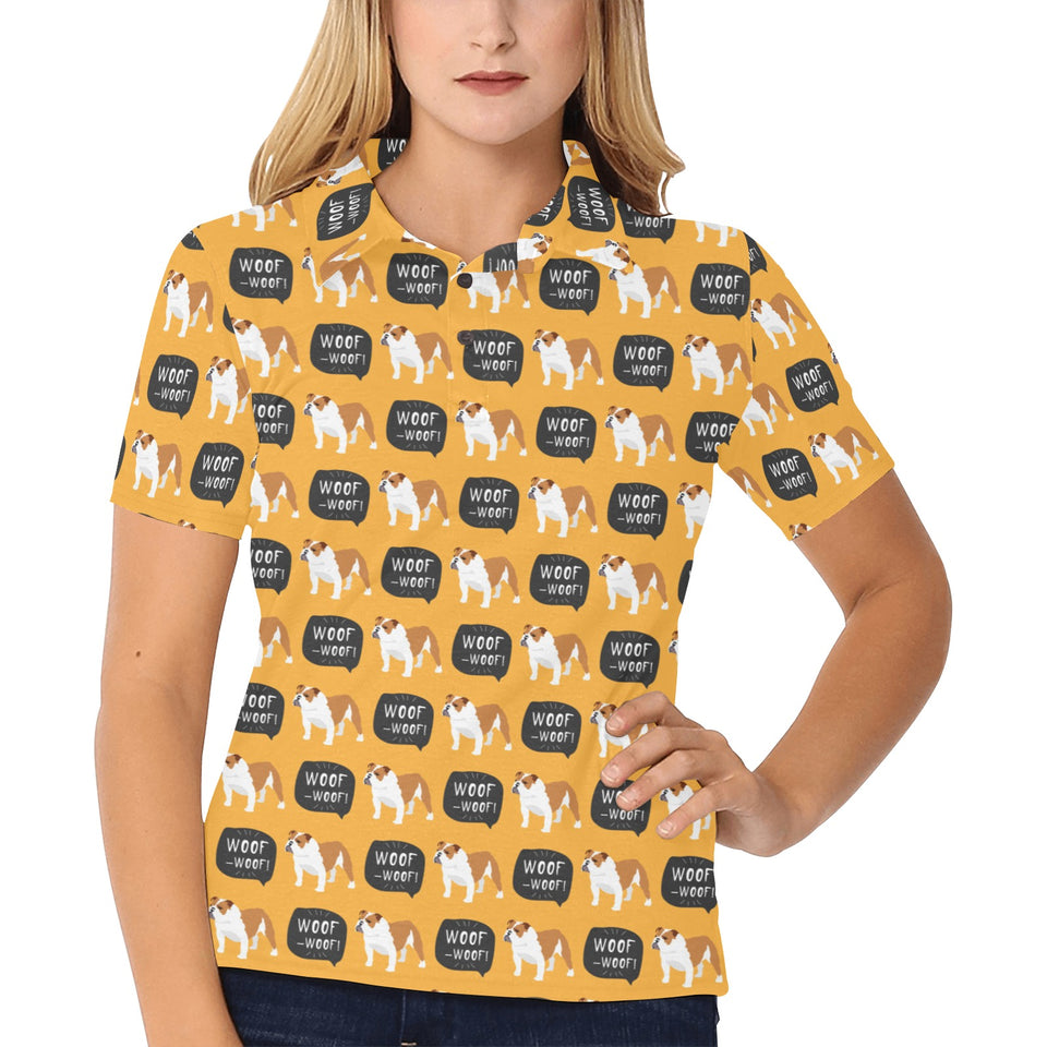 English Bulldog Pattern Print Design 04 Women's All Over Print Polo Shirt