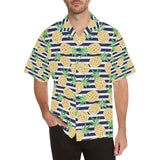 Pineapples pattern striped background Men's All Over Print Hawaiian Shirt