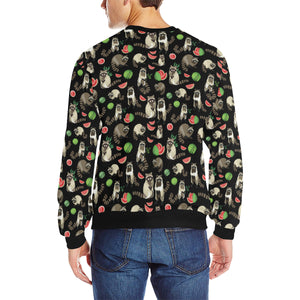 Raccoon watermelon pattern Men's Crew Neck Sweatshirt