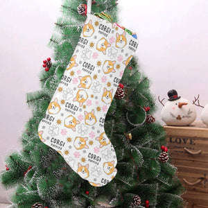Corgi Dog Pattern Christmas Stocking