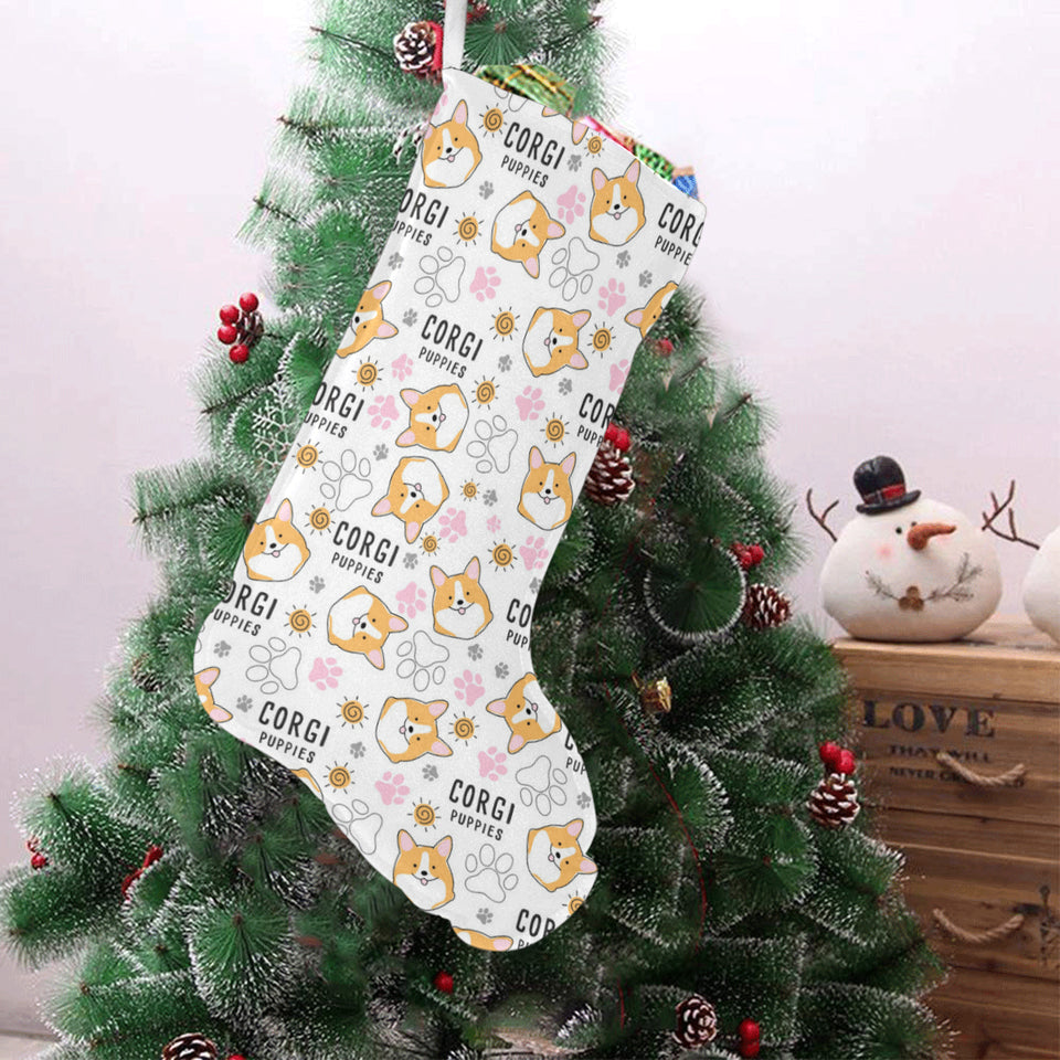 Corgi Dog Pattern Christmas Stocking