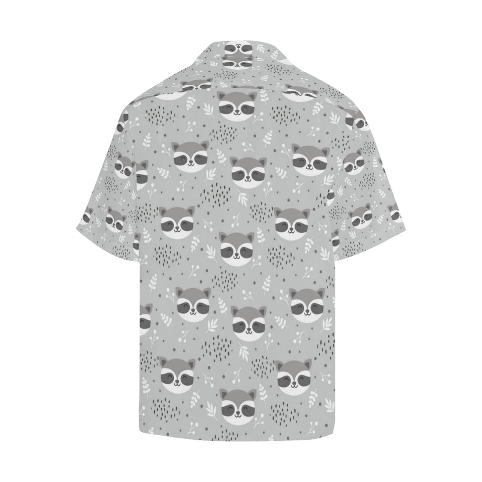 Cute raccoons leaves dot Men's All Over Print Hawaiian Shirt
