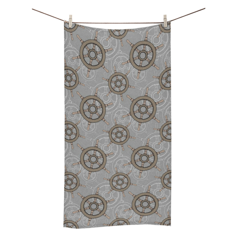 nautical wood steering wheel pattern Bath Towel