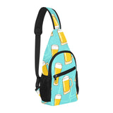Beer pattern green background All Over Print Chest Bag