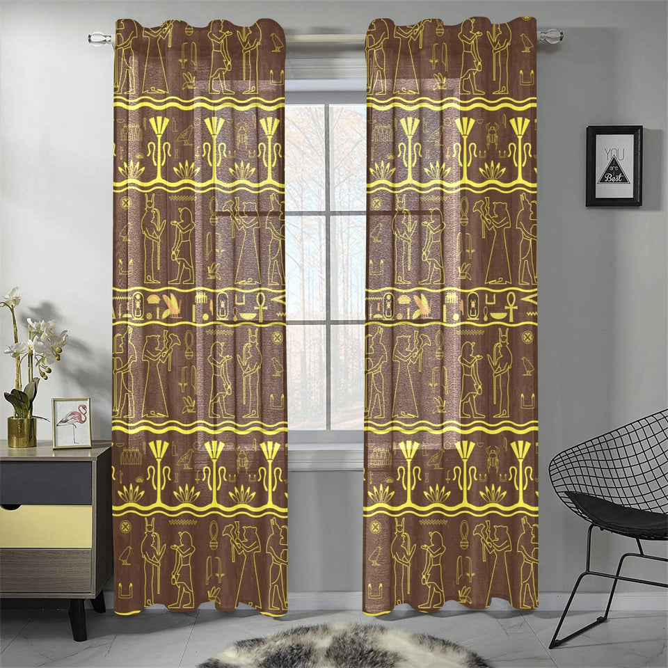 Egypt Hieroglyphics Pattern Print Design 03 Gauze Curtain