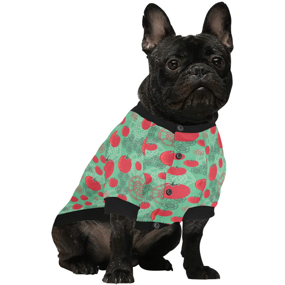 Tomato design pattern All Over Print Pet Dog Round Neck Fuzzy Shirt
