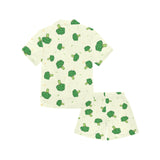 Broccoli pattern Kids' Boys' Girls' V-Neck Short Pajama Set