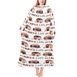 Camper Van Pattern Print Design 01 Blanket Robe with Sleeves