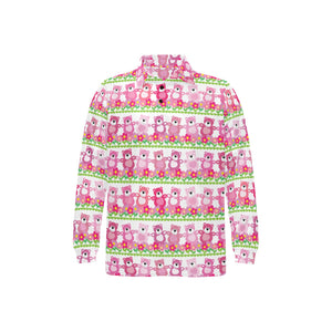 Teddy Bear Pattern Print Design 04 Men's Long Sleeve Polo Shirt