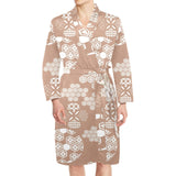 Beautiful hexagon japanese pattern Men's Long Sleeve Belted Night Robe