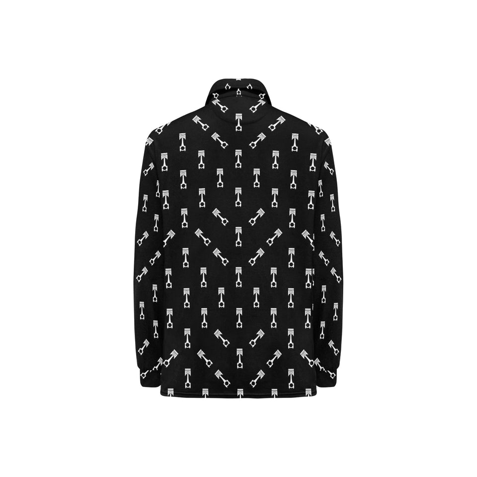Engine Piston Black Theme Pattern Print Design 03 Women's Long Sleeve Polo Shirt