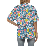 Colorful mushroom design pattern Women's All Over Print Hawaiian Shirt