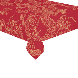 Gold dragons red background Tablecloth