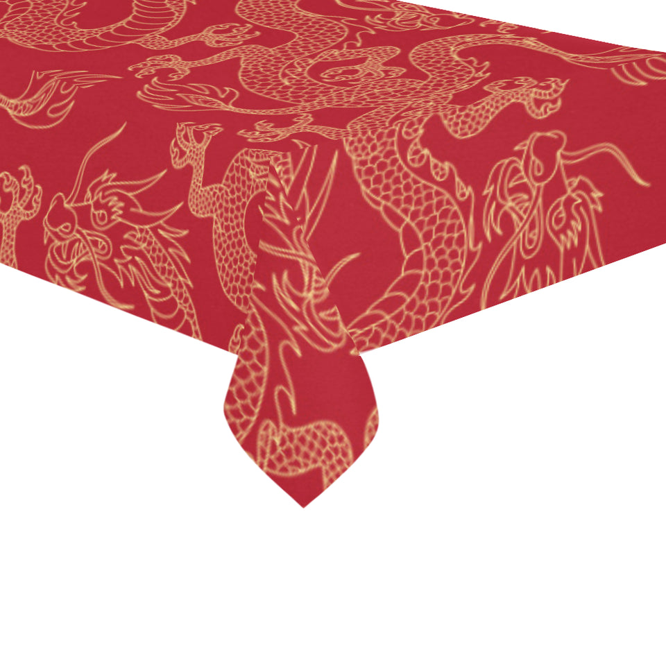 Gold dragons red background Tablecloth