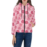 Rose Pattern Print Design 02 Women's Padded Hooded Jacket