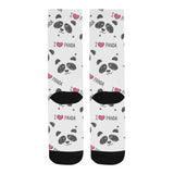 Hand Drawn faces of pandas pattern Crew Socks