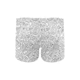 Cartoon hand drawn ice cream black white Men's Swimming Trunks