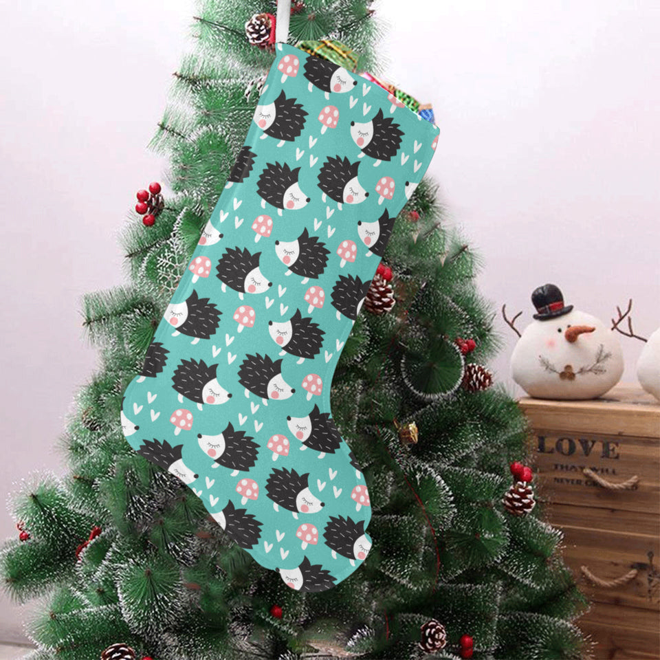 Hedgehog Pattern Print Design 03 Christmas Stocking