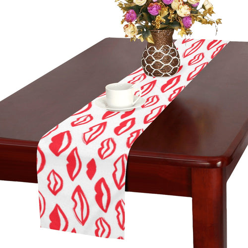 Lips Pattern Print Design 05 Table Runner