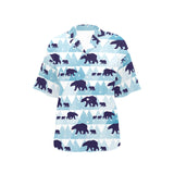 polar bear winter snow pattern Women's All Over Print Hawaiian Shirt