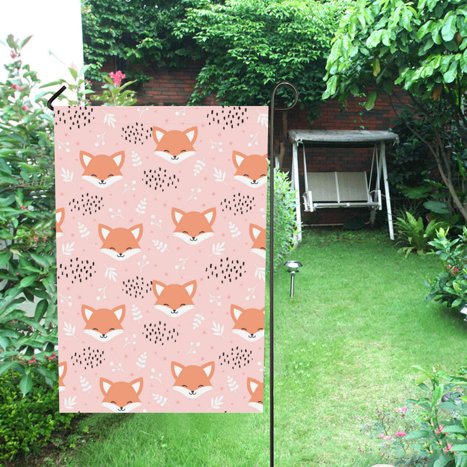 Cute fox pattern pink background House Flag Garden Flag