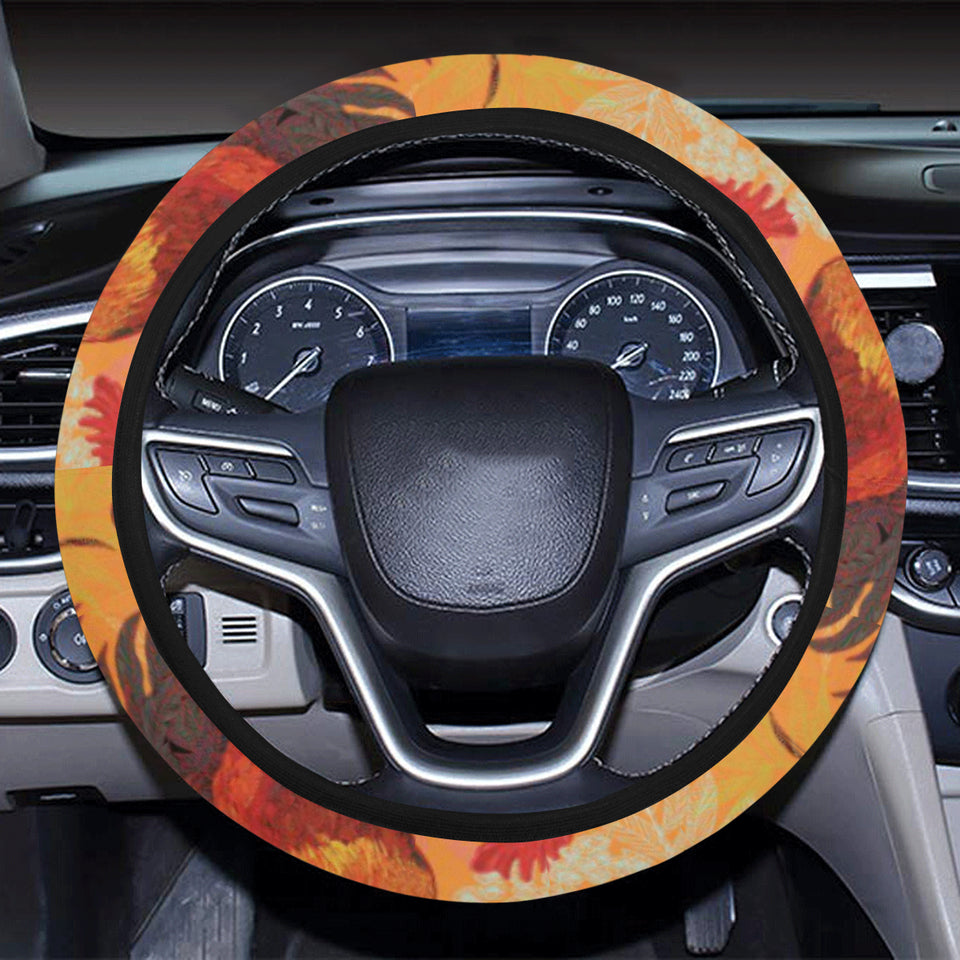 red rooster chicken cock pattern Car Steering Wheel Cover