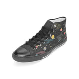 space pattern Women's High Top Canvas Shoes Black