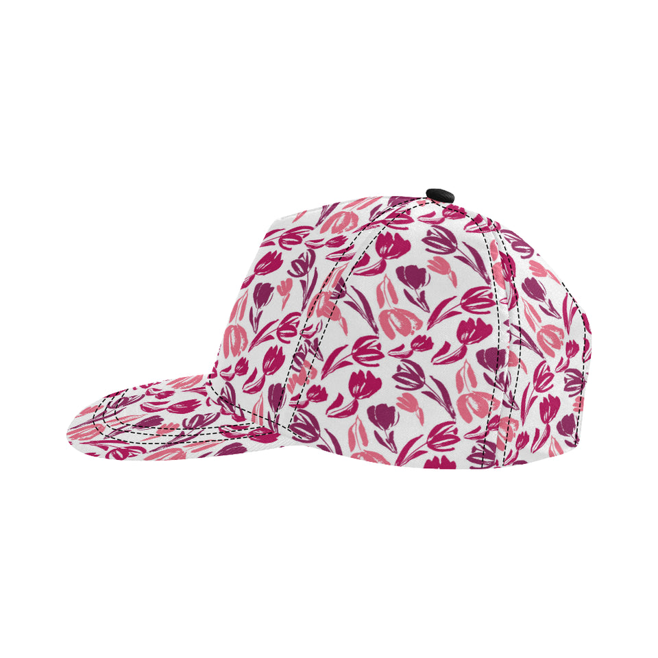 pink sketch tulip pattern All Over Print Snapback Cap