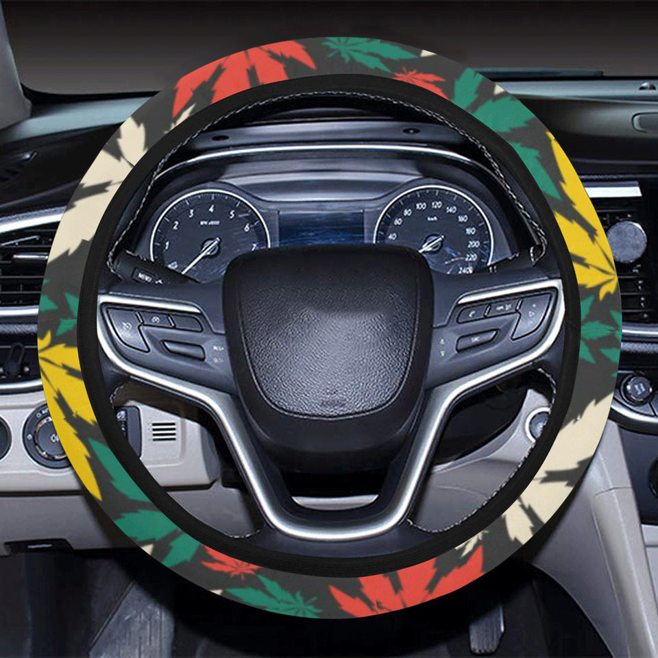 Canabis Marijuana Weed Pattern Print Design 02 Car Steering Wheel Cover