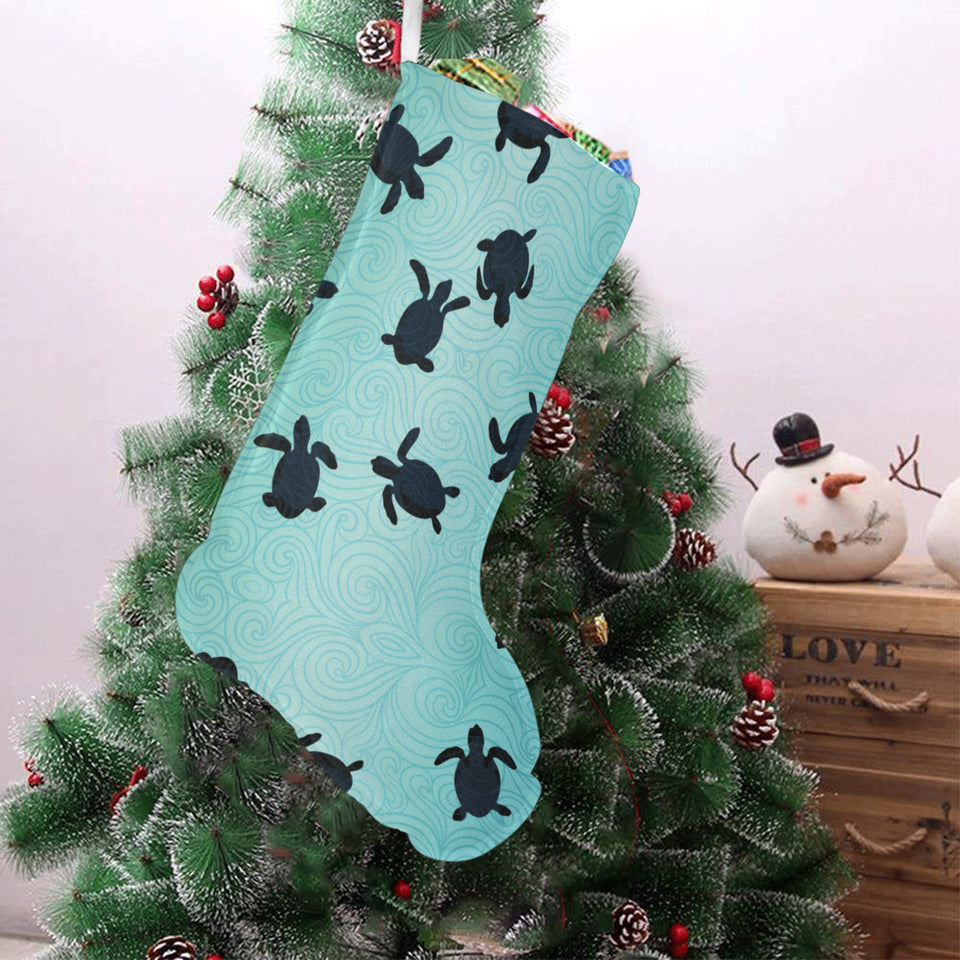 Sea turtle with blue ocean backgroud Christmas Stocking