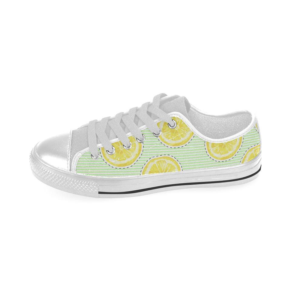 slice of lemon pattern Men's Low Top Canvas Shoes White