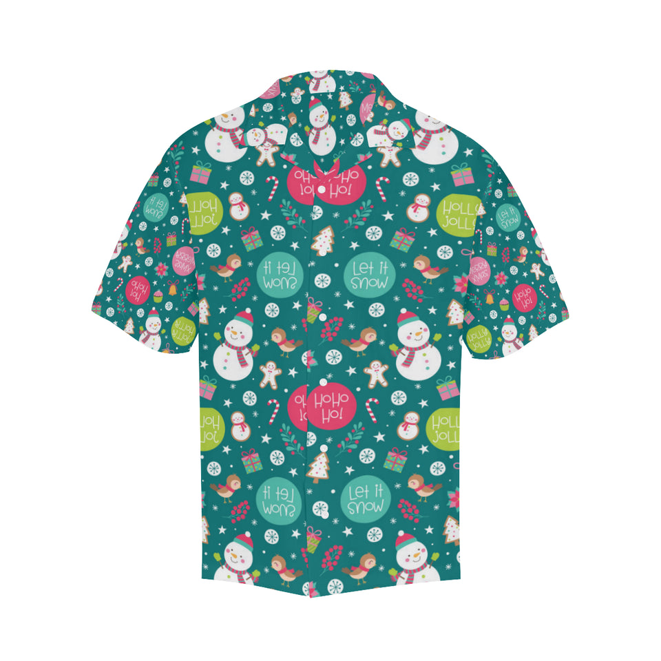 Snowman bird decorative elements christmas pattern Men's All Over Print Hawaiian Shirt