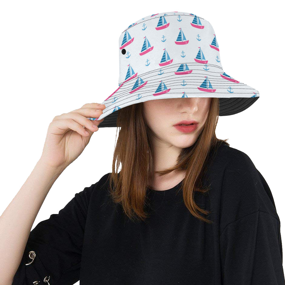 Sailboat anchor pattern Unisex Bucket Hat