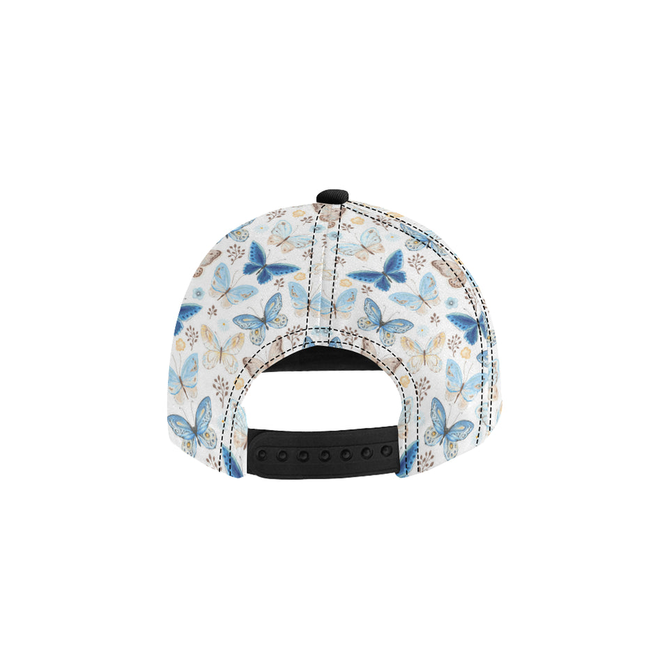 blue butterfly pattern All Over Print Snapback Cap