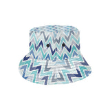 zigzag  chevron blue pattern Unisex Bucket Hat