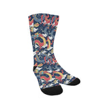 Blue red dragon cloud pattern Crew Socks