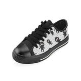 Ninja pattern plaid background Men's Low Top Canvas Shoes Black