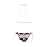 Donuts pink icing striped pattern Sexy Bikinis Two-Piece Swimsuits