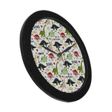 Cute dinosaurs pattern Elegant Black Wall Clock