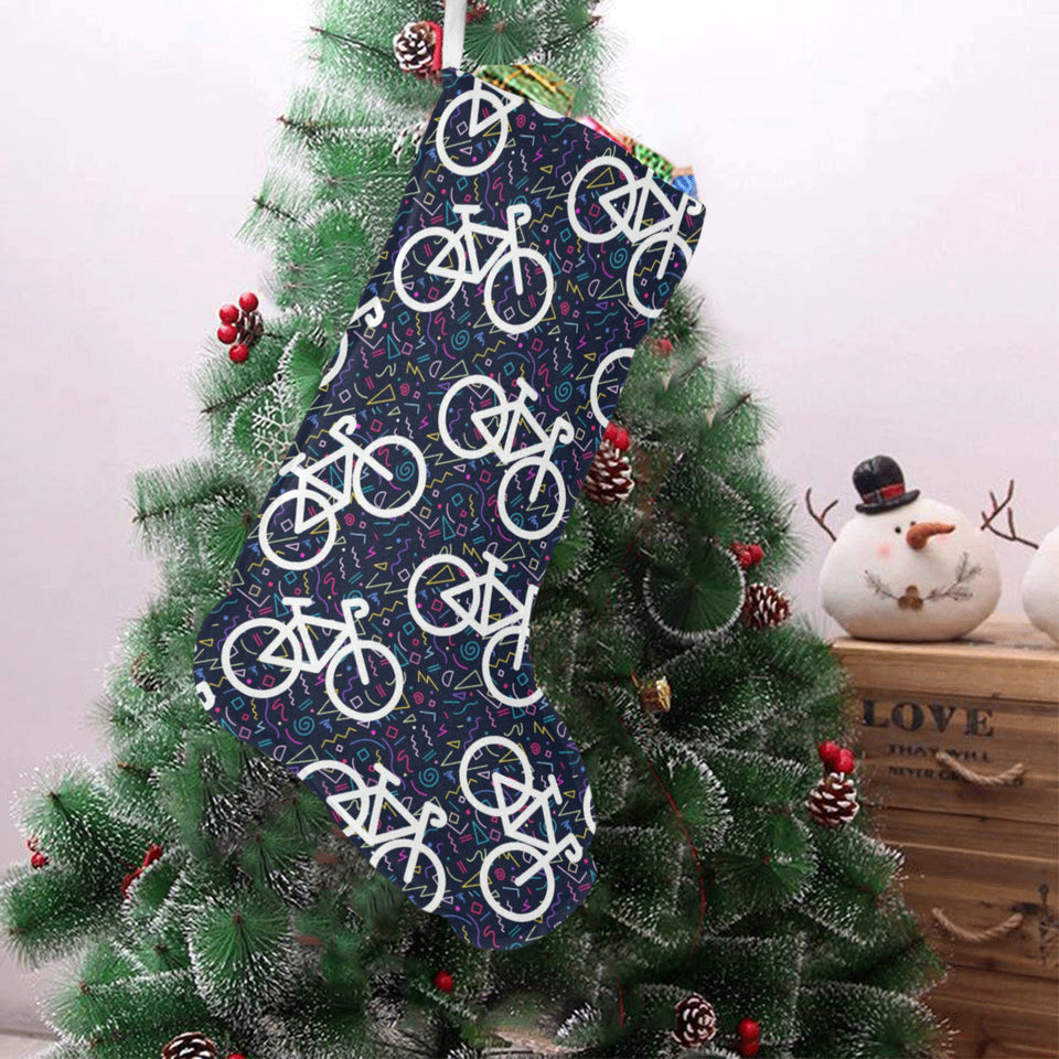 Bicycle Pattern Print Design 03 Christmas Stocking
