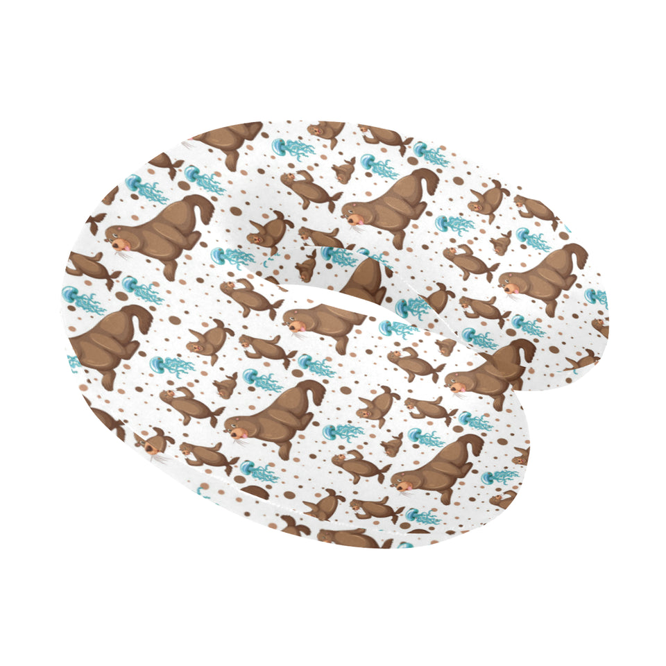 sea lion Seals jellyfish pattern U-Shaped Travel Neck Pillow