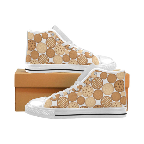 Various cookie pattern Men's High Top Canvas Shoes White