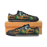 dinosaurs print pattern Men's Low Top Canvas Shoes Black