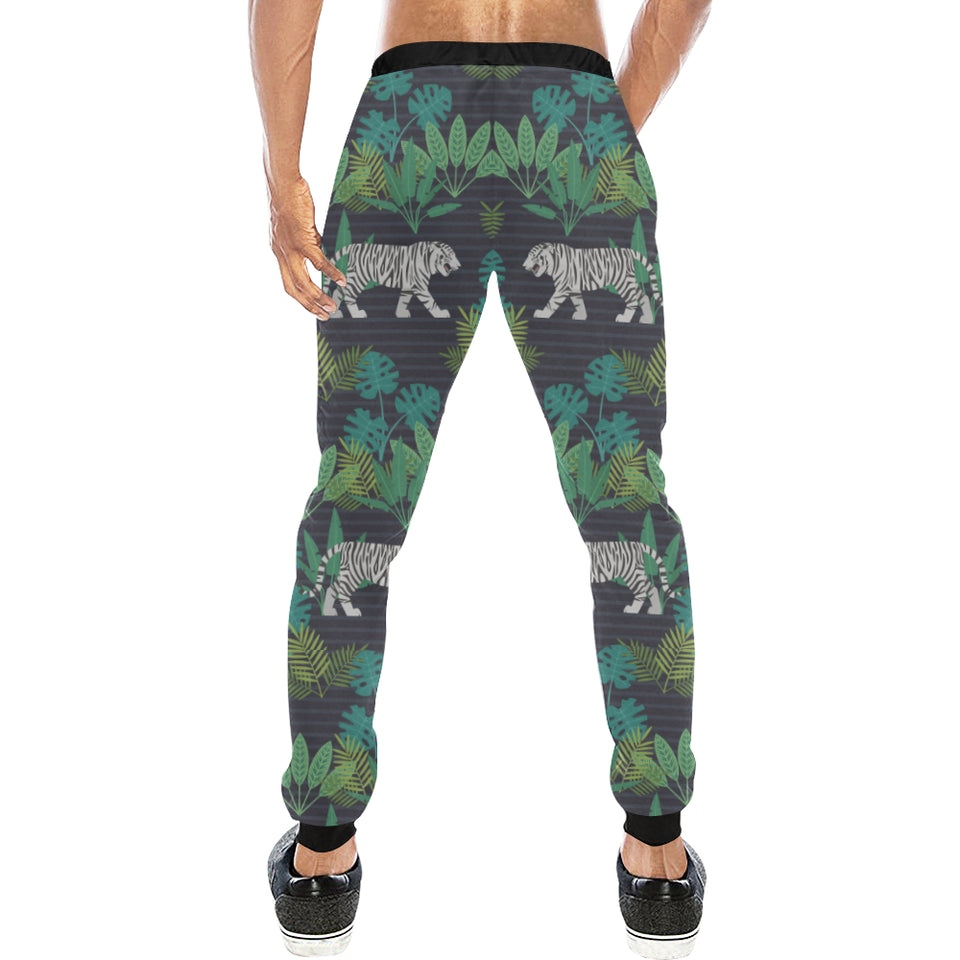 white bengal tigers tropical plant Unisex Casual Sweatpants