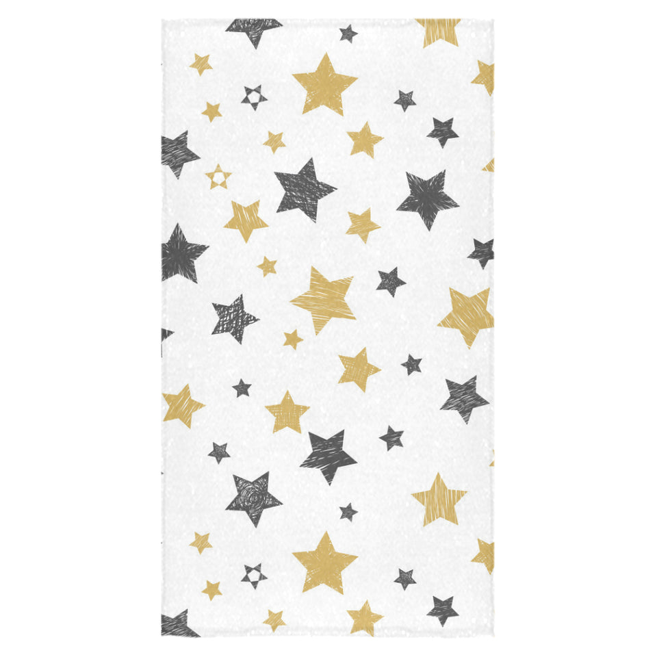 hand drawn gold black star pattern Bath Towel