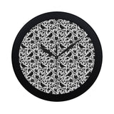 Crow dark floral pattern Elegant Black Wall Clock